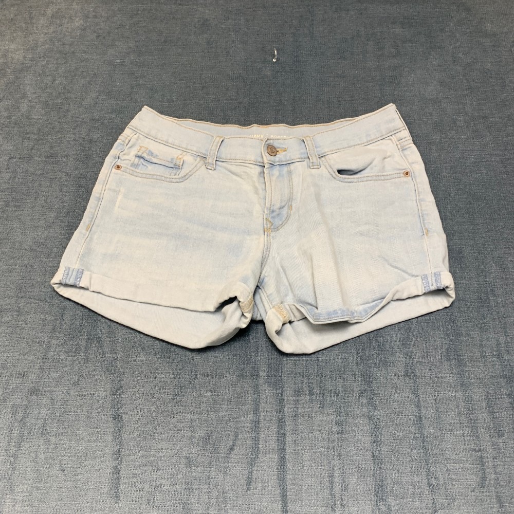 Old Navy Boyfriend Shorts Womens 4 33x3.5 Blue Denim Cotton Low Rise Cuffed Hem